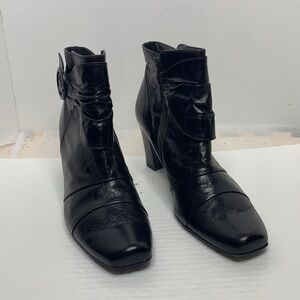 Paul Green square toe booties in black leather